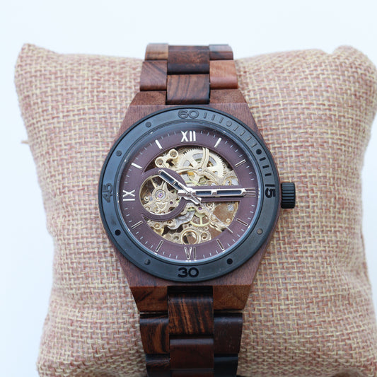 Elevate WoodenWatch Mechanical For Men and Women Stainless Steel Tigerwood